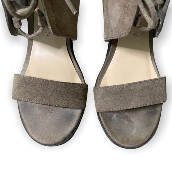 Sole Society Heels Women’s Size 7 Suede Lace Up Block Sandals in Dark Taupe - Picture 7 of 12